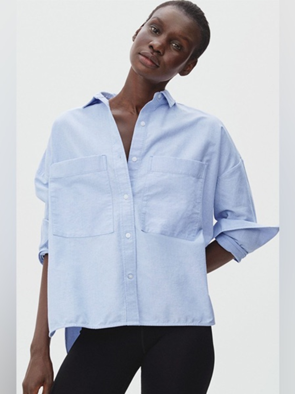 EVERLANE (2025) Boxy Oxford Button Down Organic Cotton Blue USXL Good